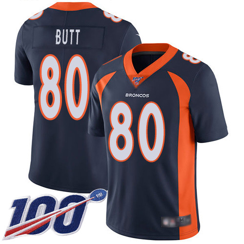 Men Denver Broncos 80 Jake Butt Navy Blue Alternate Vapor Untouchable Limited Player 100th Season Football NFL Jersey